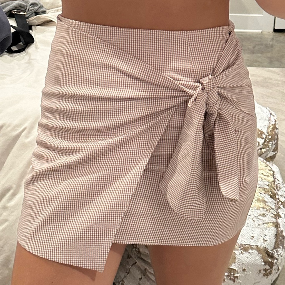 Maroon/brown plaid skirt